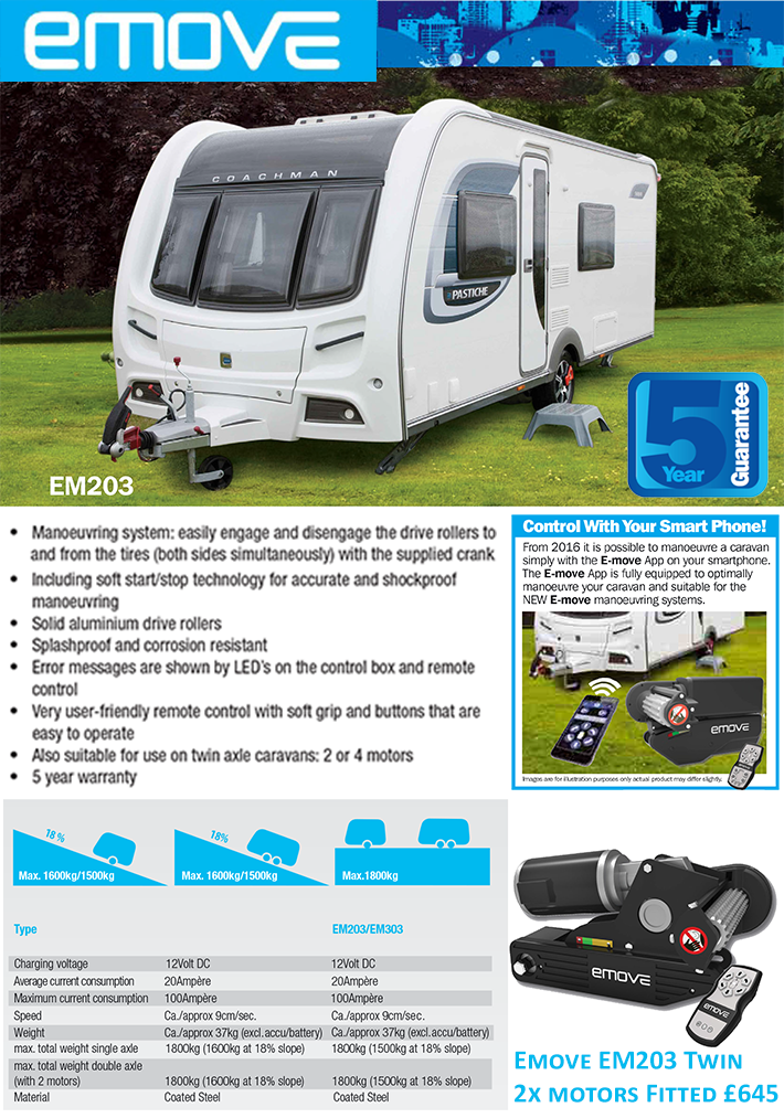 The Emove EM203 twin axle caravan manoeuvring system by Leisurewize is a perfect entry level caravan mover for the budget conscious caravanner